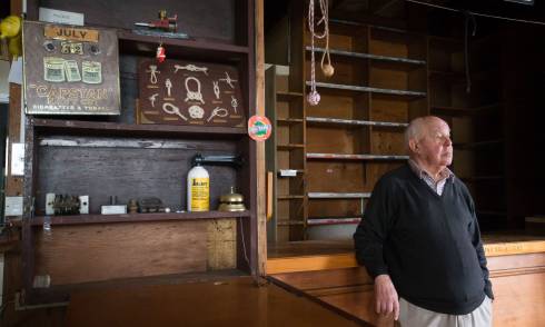 Old man at a museum