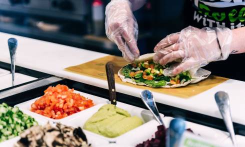Pita being made