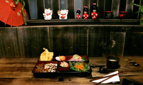 Sushi on bench