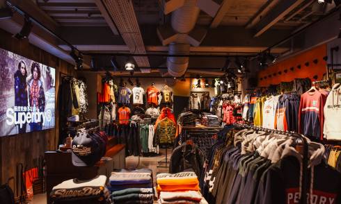 Superdry outerwear displayed in showroom