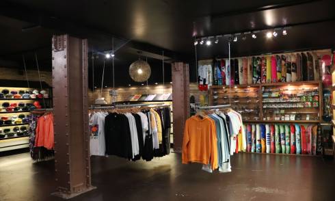 Garments displayed in showroom