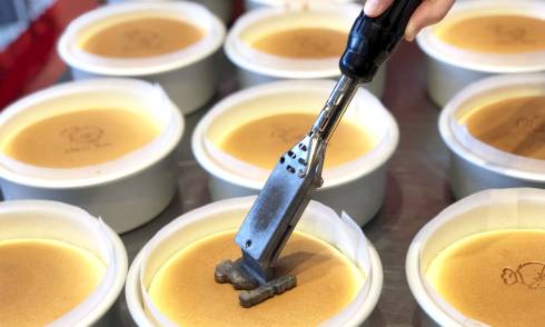 Cakes being stamped