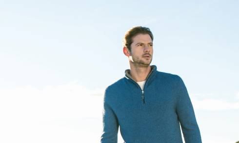 Model wearing garment at the beach