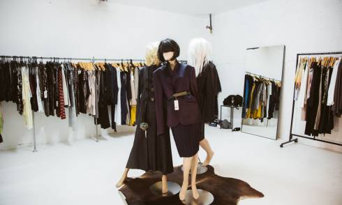 Mannequins displaying dresses 
