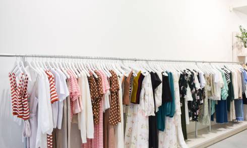 Garments displayed in showroom