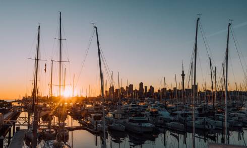 Auckland city sunset