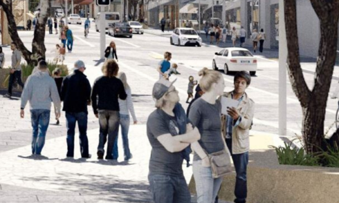 Artist's impression of Victoria Street outside Aotea Station