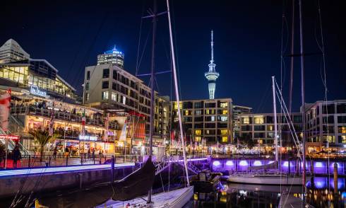 Viaduct Harbour at night 