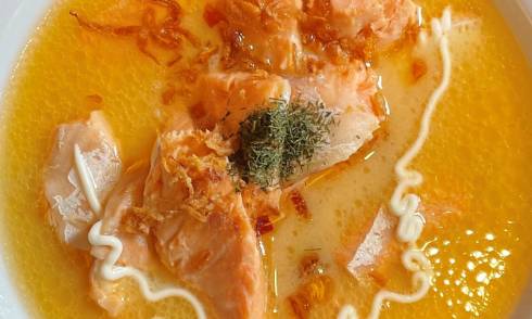 Salmon potage at Tanuki's