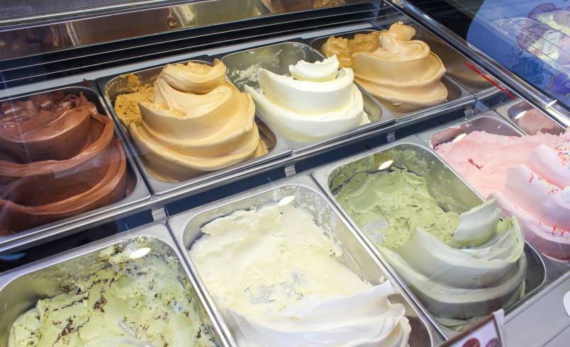 Range of gelato on display