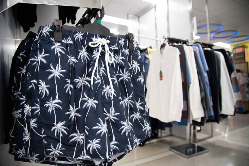 Swim shorts in mens wear section