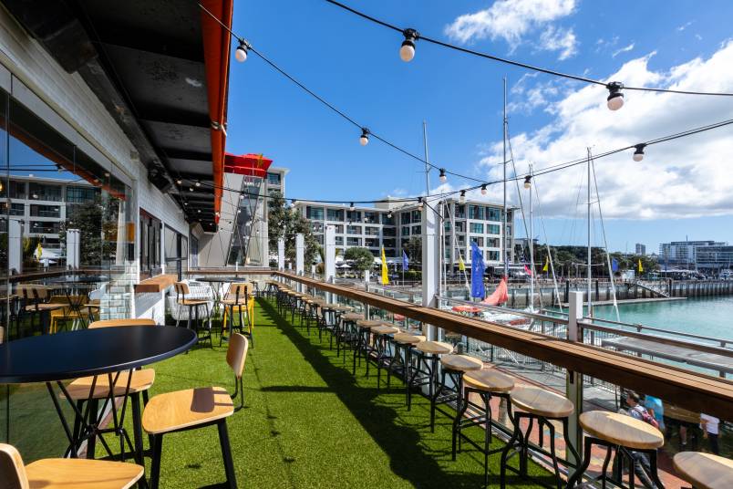 Outdoor, waterside seating