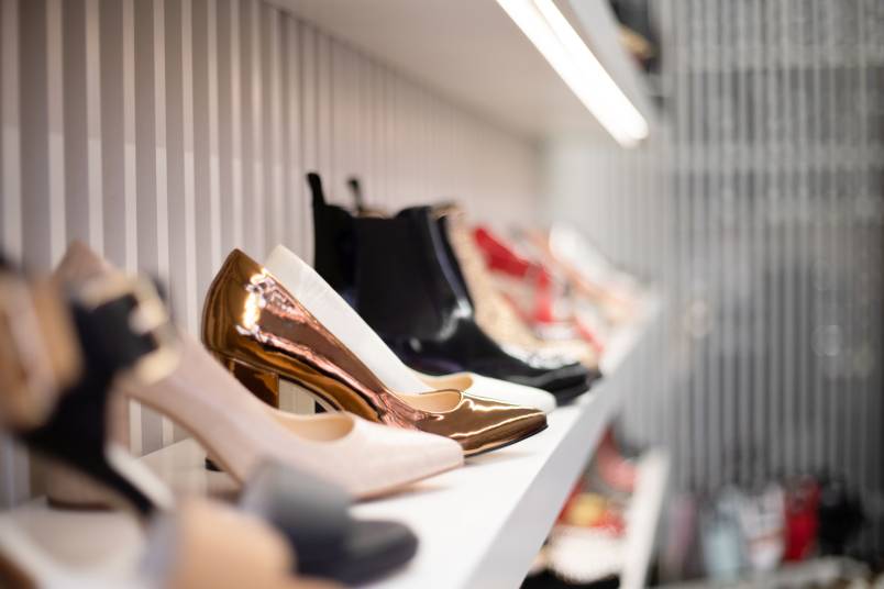 Womens shoes on shelf