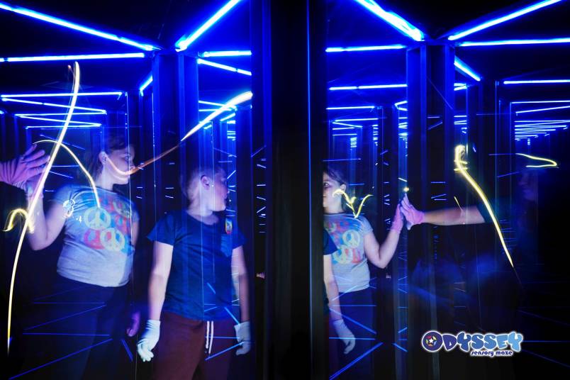 Interior of neon maze