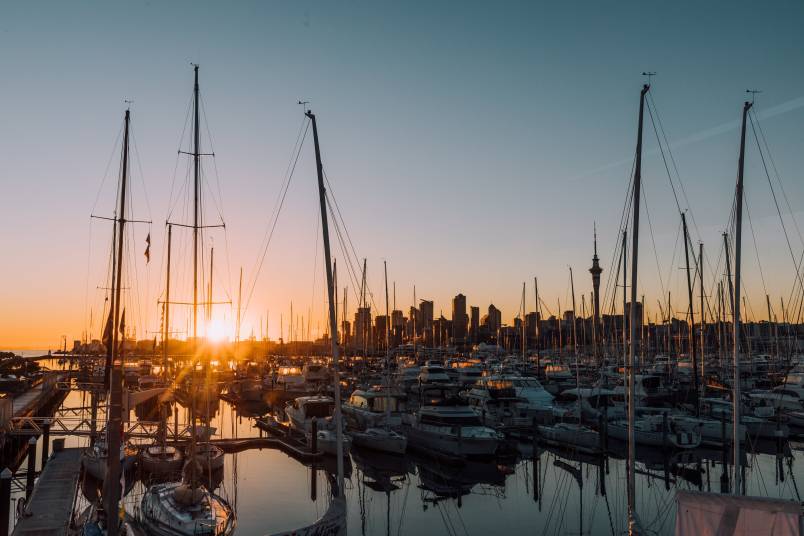 Auckland city sunset