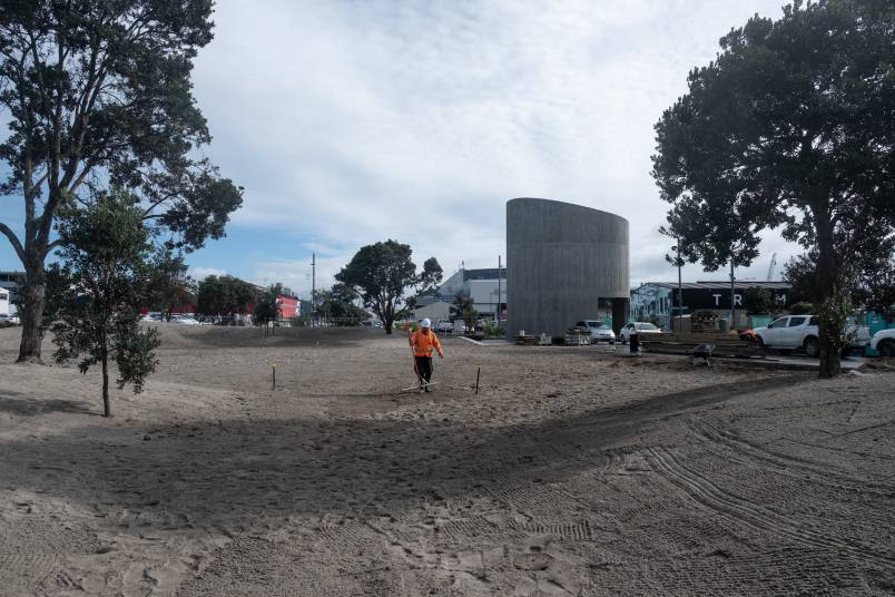 Landscaping work underway at Amey Daldy Park. Image: Auckland Transport