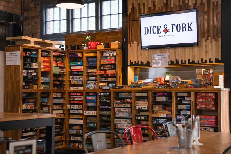 Board games at a cafe 