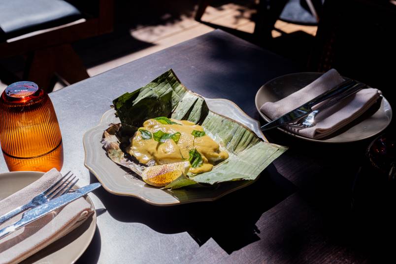 Fish in banana leaf